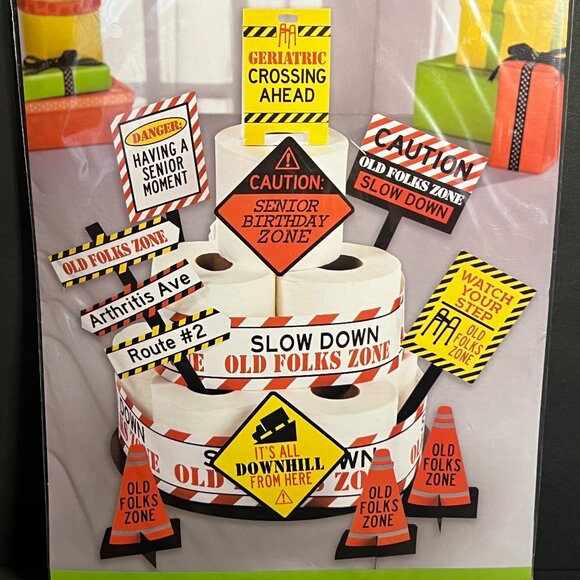 Amscan Novelty Gag Funny Over the Hill Senior Birthday Toilet Paper Cake Kit - Picture 2 of 5